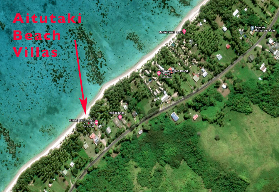 location of Aitutaki Beach Villas on Aitutaki Island