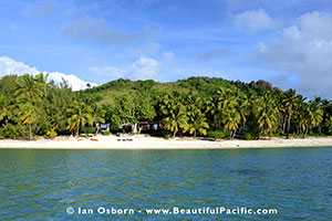 setting of aitutaki beach villas from lagoon
